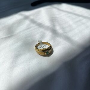 Gold Ring with Green Gemstone